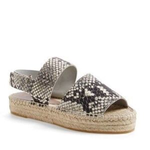 Vince - “Emilia” Espadrille Strappy Sandals in Python - Size 7, Black, Tan, Grey